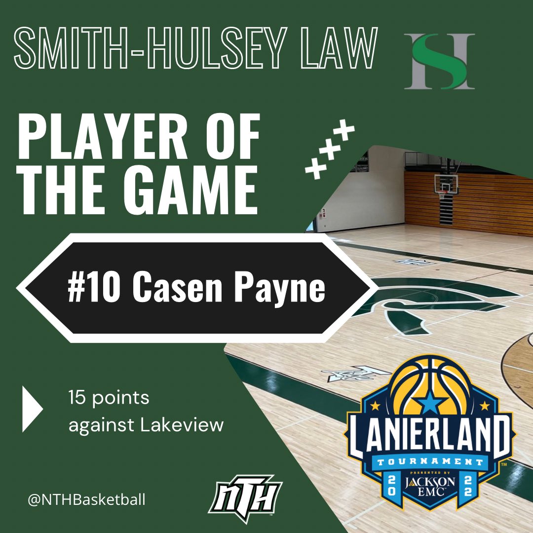 NTHbasketball's tweet photo. Our @smithulseylaw Player of the Game for Lanierland Day 1 against Lakeview is Casen Payne. https://t.co/1zQCCdTQvm