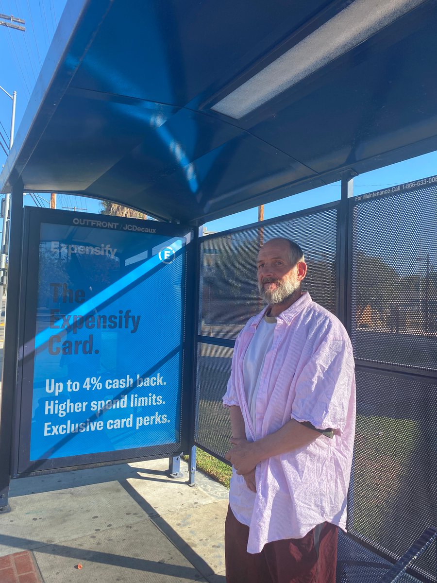 OutfrontDecaux's tweet photo. Meet Paul ✨
He takes the Montebello bus regularly to get around and run errands. He appreciates being asked about his experience because "It shows you care." 🧍♂️
Thanks for sharing your #transitexperience Paul! 😊
#commutersofla #angelenos #busstop #publictransit https://t.co/5CfnPiaxwc