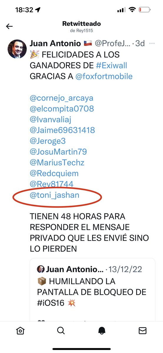 toni_jashan's tweet photo. Ganador del sorteo del tweak #exiwall Gracias a @foxfortmobile y al @ProfeJuAntonio Bendiciones a los dos ππ https://t.co/kNVZycKaoS