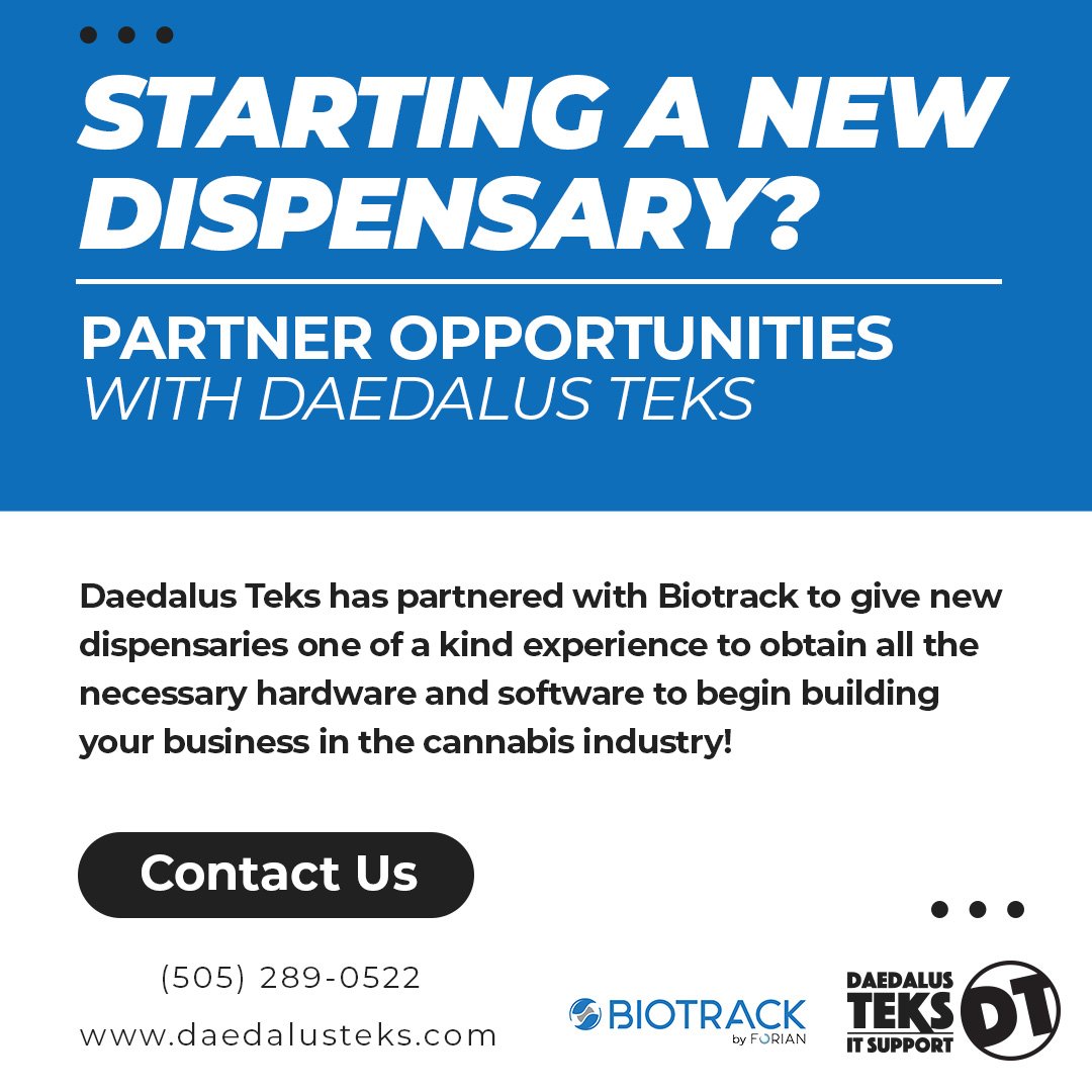DaedalusTeks's tweet image. Starting a new DISPO? Here at Daedalus Teks we offer affiliate partnership opportunities to new businesses that are looking for Biotrack software.

📞 Call: (505) 289-0522
🌐 Website: daedalusteks.com/index.php/biot…

#biotrack #local #advertisement #business #entrepreneur #smallbusiness