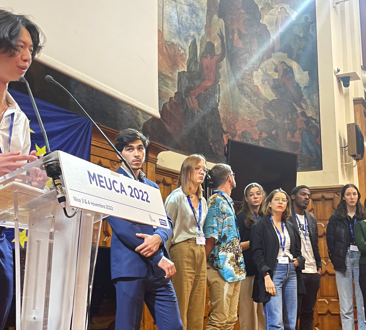 modeleuca's tweet photo. Voici des photos de la simulation du #ParlementEuropeen lors du #MEUCA 2022 📸 Ici sont présents les députés européens de chaque parti politique européen. Ils débattent et formulent des amendements sur les 2 directives proposées : Asile/Immigration et Cybersécurité/Cyberdéfense😌 https://t.co/yds9E6SRJ6