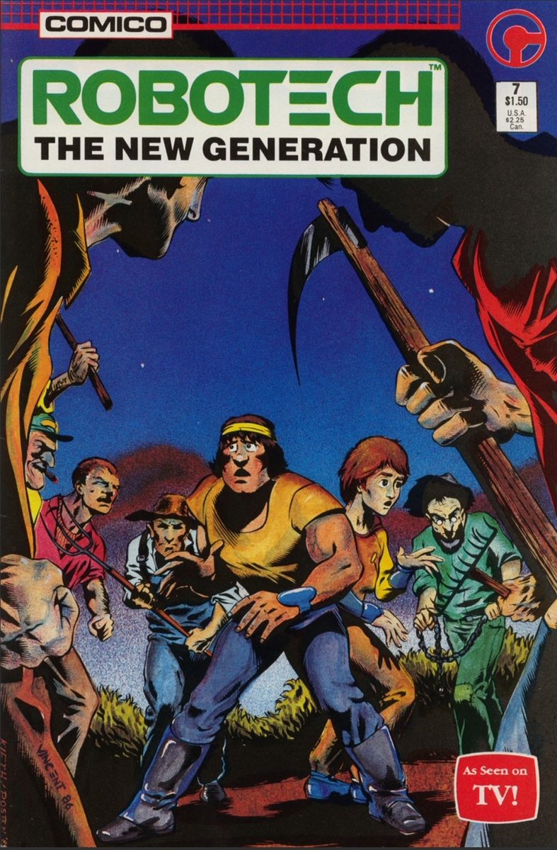 NEW GENERATION #7
'Paper Hero'
Story by Jack Herman
Art by Reggie Byers & Tom Poston
Cover by Sam Keith, Tom Poston, and Tom Vincent
Comico Comics, April 1986
#Robotech #RobotechComics #SamKeith #TomPoston #TomVincent