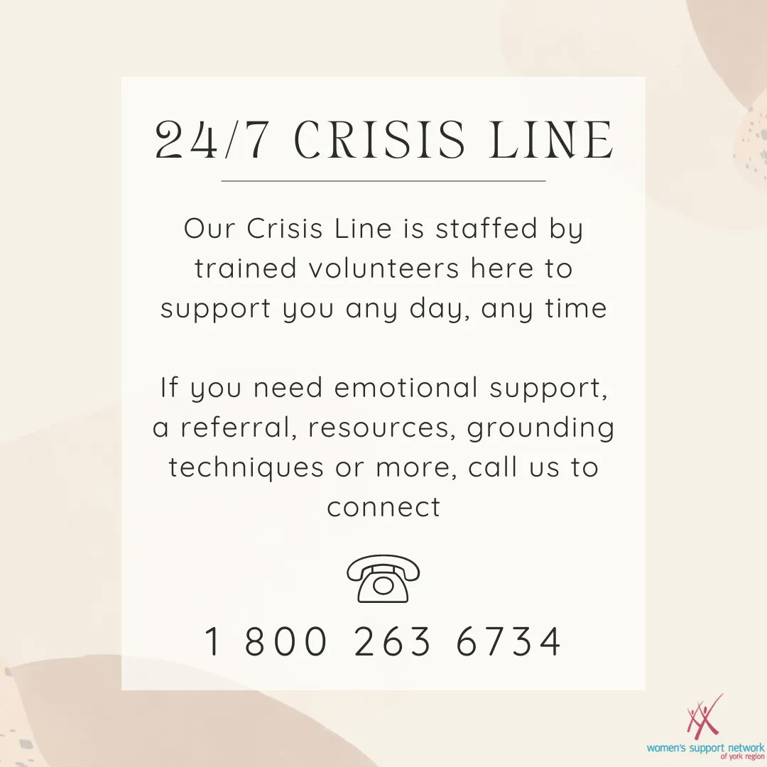 WSNYorkRegion's tweet photo. You are not alone.  Our 24/7 Crisis Line is staffed by trained volunteers here to support you.  If you need support, call us any time of any day at 1 800 263 6734.

#CrisisLine #CrisisSupport #Crisis #Support #PhoneLine #SupportForSurvivors #Resources #Referrals #Grounding https://t.co/MnIapO9gLI