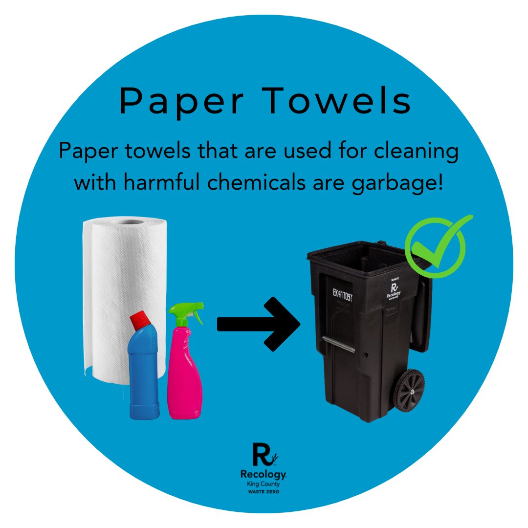 RecologyKC's tweet photo. Paper towels, regardless if they have food, oil residue, or water from washing your hands, should always go in your #compost bin! 🍕 

If you're using paper towels for cleaning with harmful chemicals, make sure those go in the garbage! 

#RecologyKC #WDIGW #PaperTowels https://t.co/9C2bFmy53L