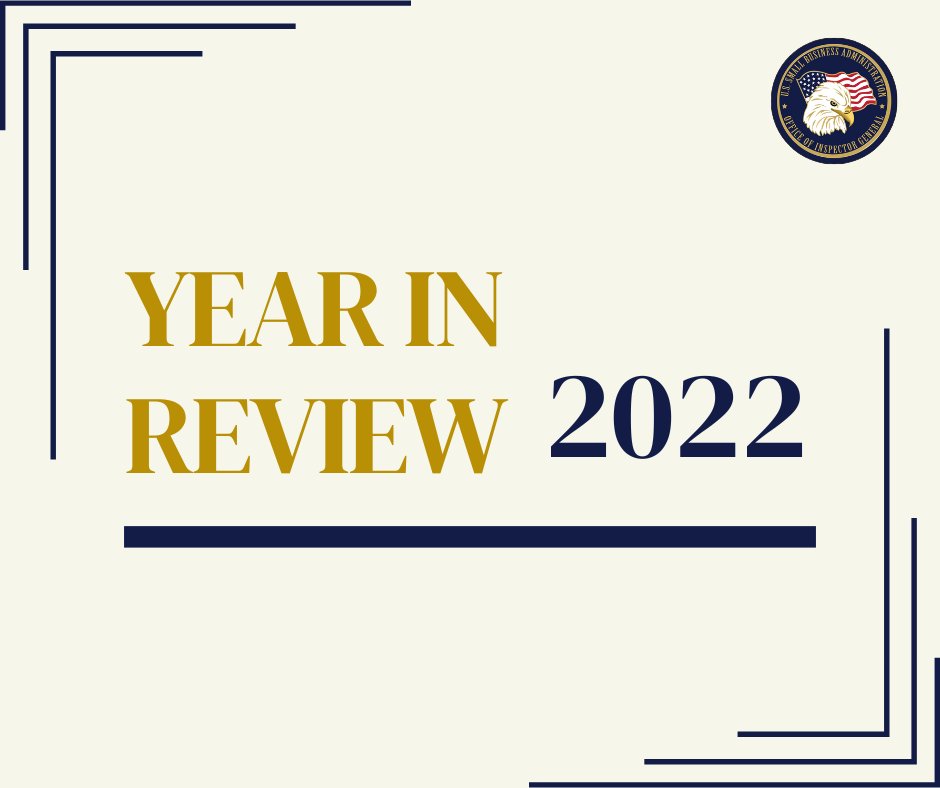 Roughly 100 fraudsters were brought to justice due to @SBAOIG’s pandemic response oversight. #Yearin Review2022