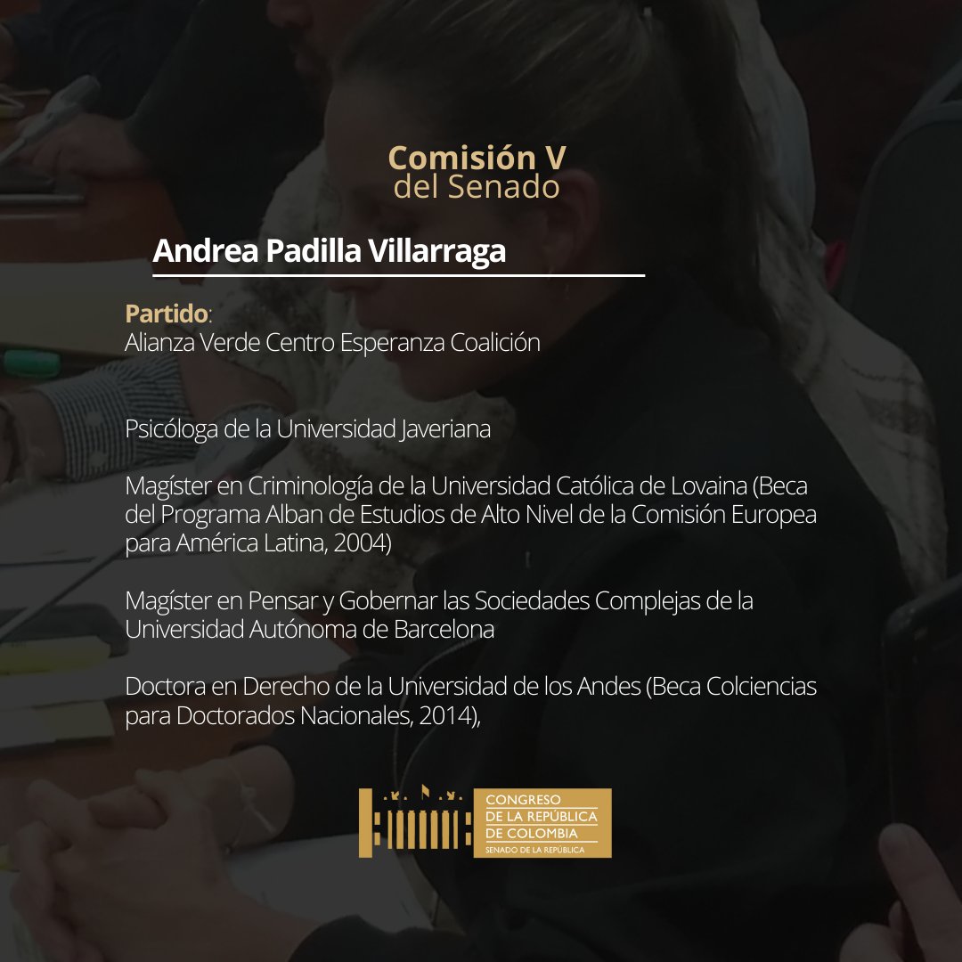 SenadoComisionV's tweet photo. ⏰¡Hora de los perfiles!
Hace unos días iniciamos con la presentación de las y los Senadores que integran nuestra Comisión V 🌳🌱, hoy subiremos 2 perfiles y arrancamos con la honorable Senadora @andreanimalidad del @PartidoVerdeCoL https://t.co/j4jDyoaqxK
