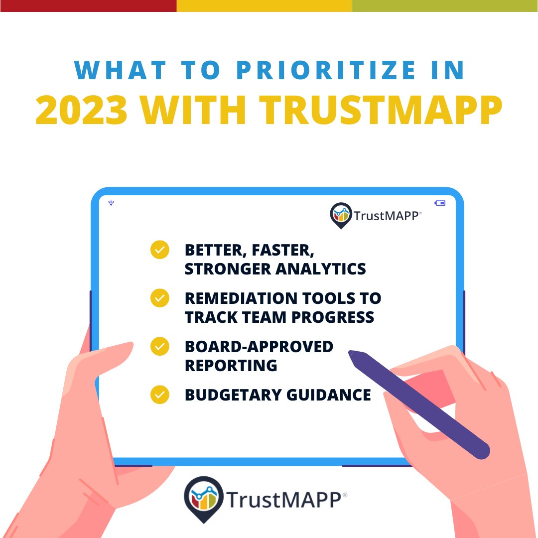 2023 will be here before we know it.

Do you have the tools you, your team, and your board need to report on security and privacy activities to show real organizational value?

If not, don't sweat it: trustmapp.com/signup/

#Cybersecurity #Cybertools #Cyberreporting