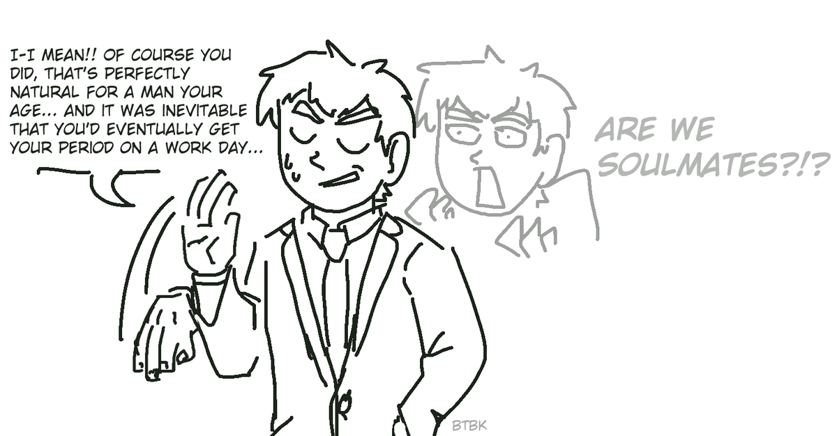 bobtheartking's tweet photo. serirei soulmates au where their periods sync after they meet <3 #mp100 #reigenarataka #serizawakatsuya https://t.co/q7mFNkfSwD