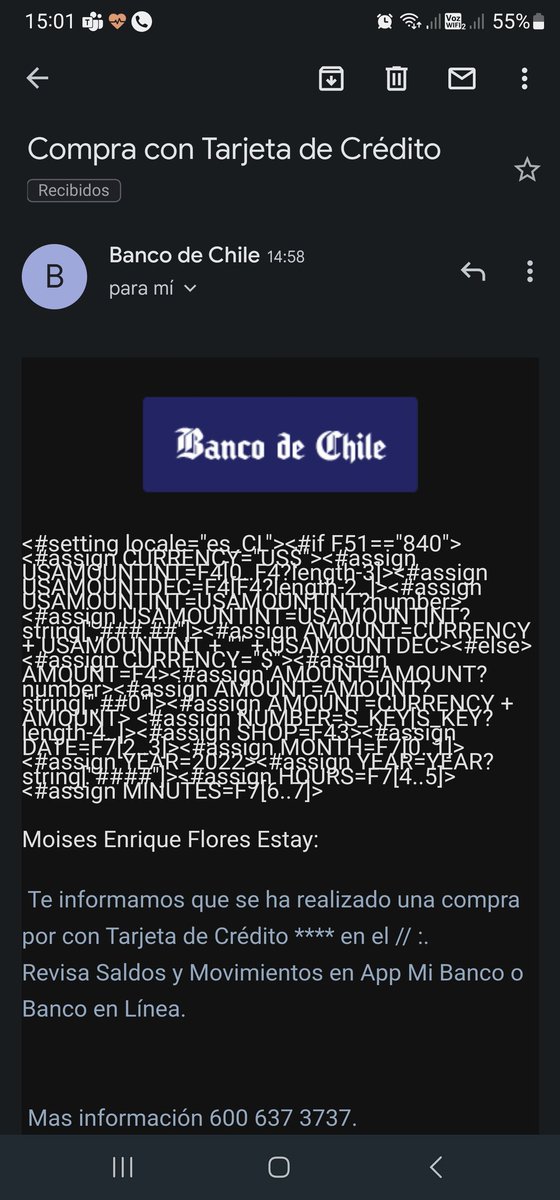 M_Intech's tweet image. Lindo correo del Banco de Chile... @bancodechile