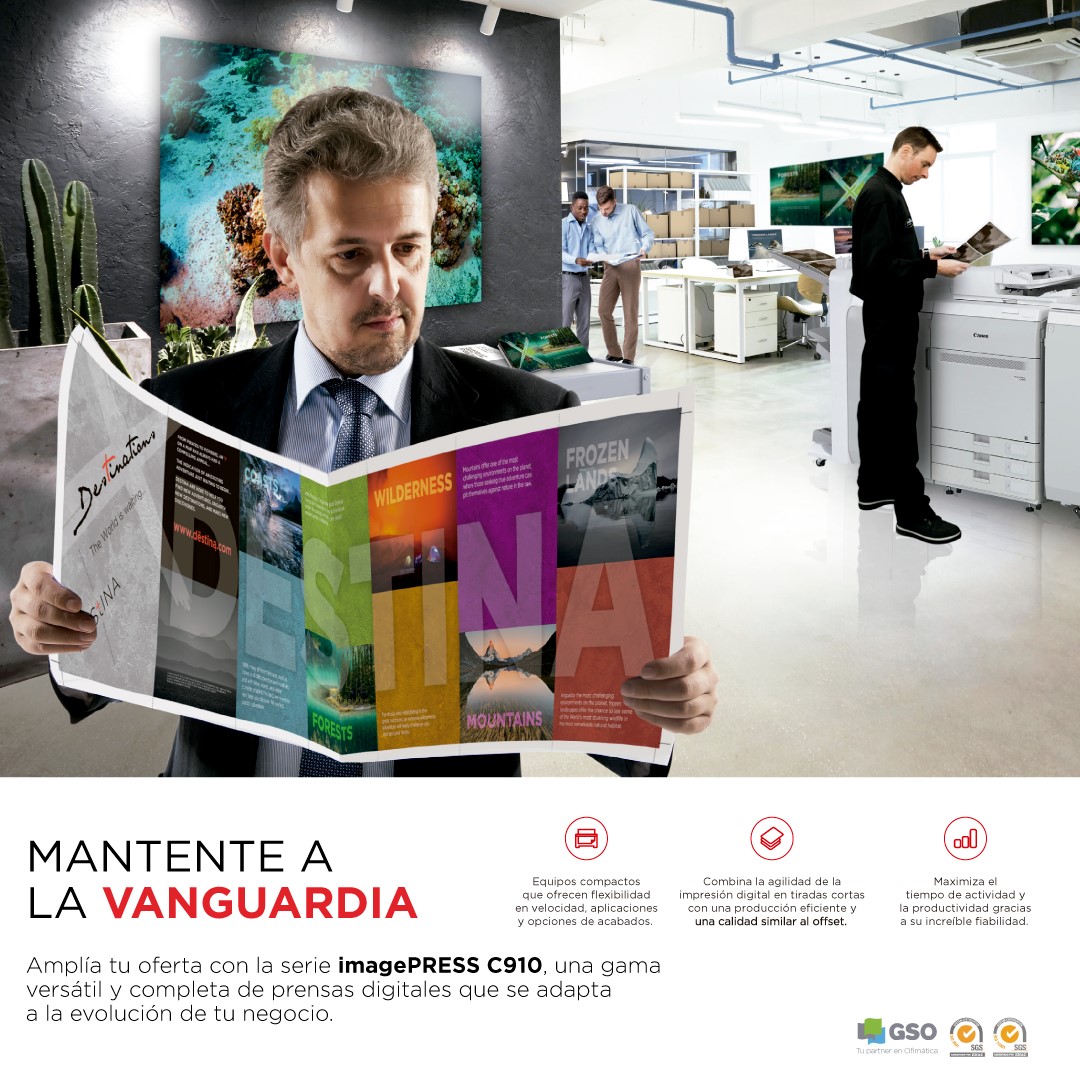 CanonGso's tweet photo. Amplía tu oferta con la serie imagePRESS C910, una gama versátil y completa de prensas digitales que se adapta a la evolución de tu negocio. 🔝
👉 https://t.co/2mdj76hbN9 https://t.co/cqzmQ3eeAn