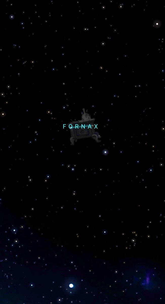 Polloscope's tweet photo. One ecliptic tale
sails out of Eridanus
from Virgo’s garden—
Her elliptic enemy
fabricates from his furnace
♈️♉️♊️♋️♌️♍️♎️♏️♐️🐐♒️♓️
⛎
Image: Fornax in Stellarium
Read more at https://t.co/v1uRgM1MAP
#starmyth #stellarium #tanka https://t.co/HxXYRgTzdH
