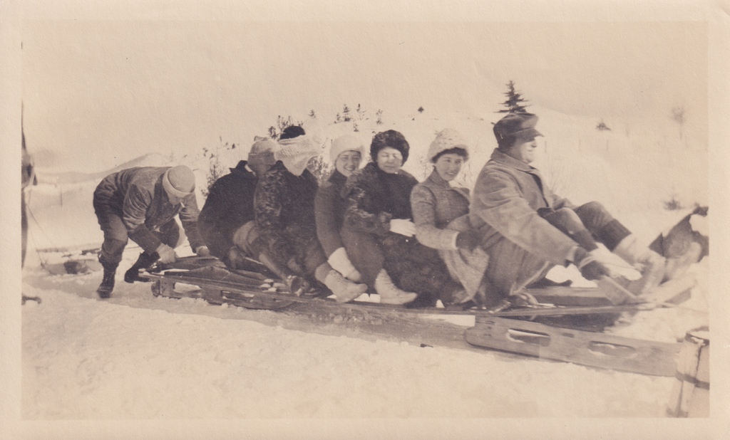HistoricSL's tweet photo. #ImageOfTheWeek: It's almost New Year's Eve, so grab your friends and get ready to slide into 2023! [Historic Saranac Lake Collection, 2020.2.67. Gift of John and Cece Durbin.] https://t.co/WFsQpUueyN