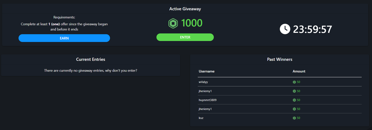 Instabux1's tweet photo. I don't know what's got into me recently. I can't stop giving away robux.

You've got 24 hours to complete 1 offer and join this giveaway for a chance to win 1,000 robux on https://t.co/5E9WDF7KiU

Good Luck! https://t.co/TQHoNXPpqP