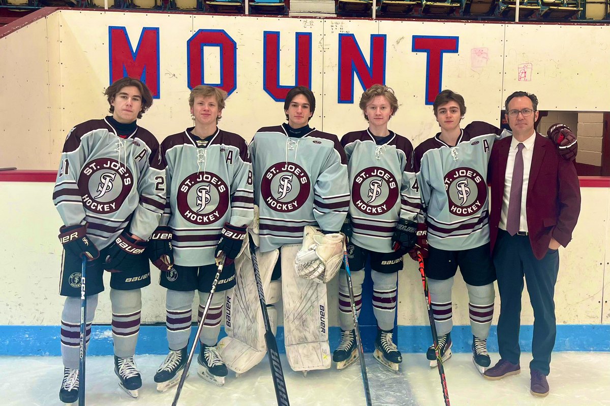 SJCIHockey's tweet photo. Memories are being made in Mount St. Charles today! Sense of normalcy for our team after a three year hiatus for the tournament. Thank you to the parents of these young men who made this year’s trip to Rhode Island a reality!
#ExperienceSecondToNone https://t.co/gqnajn896G
