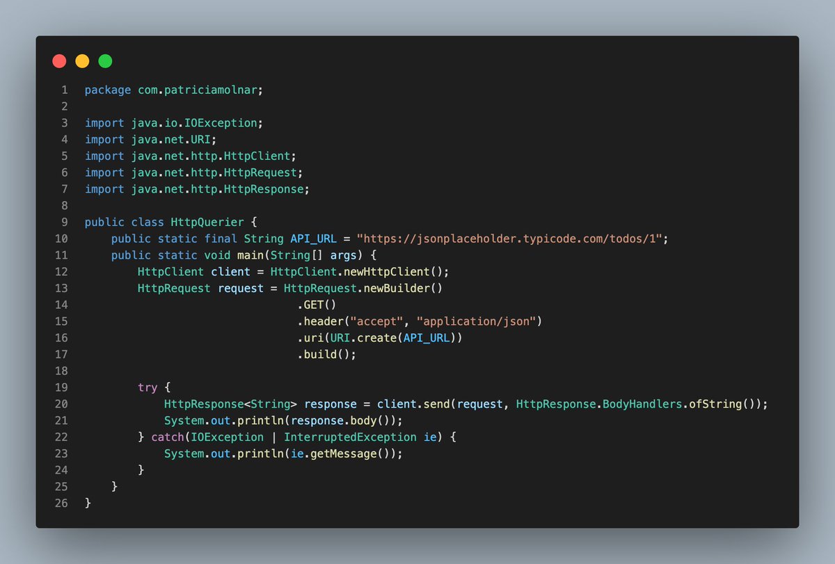 PMcoding's tweet image. Another day, another #Java code snippet. Today, I made my first #http call with Java's HttpClient. Still a lot to learn, but slowly slowly getting ahead.