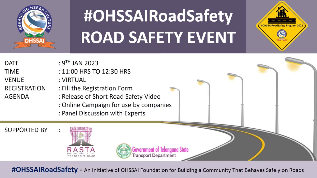 ohssai's tweet photo. #OHSSAIRoadSafety #Heart2Heart 2023
To being the #Newyear2023 with a #roadsafetymonth, a #virtualevent on 9th Jan at 11:00 hrs that shall #release a #animationvideo on #roadsafety and an #onlinecampaign 

Register today and stay tuned for the updates.
https://t.co/UVTY6hYf3U https://t.co/uoaSPZBmgr