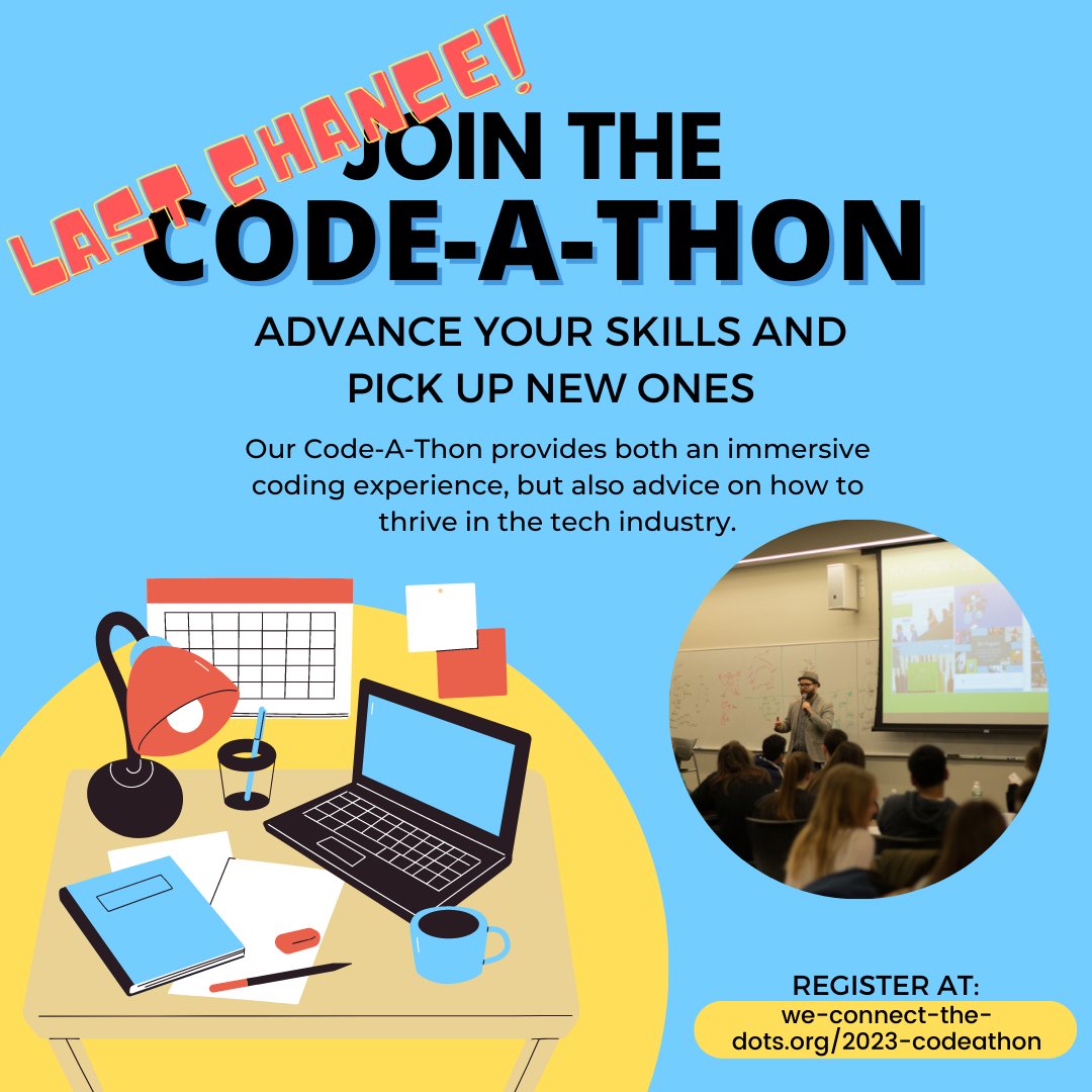 Time is running out to register for the Code-A-Thon 2023! Register here before it too late. :we-connect-the-dots.org/2023-codeathon