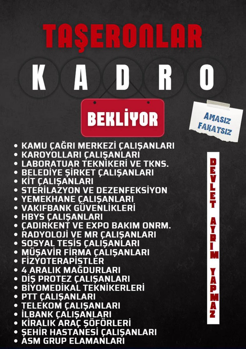 Aksinay1's tweet photo. TasTamam Eyt çıktı 

Sıra Taşerona Geldi Sayın @vedatbilgn
Hocam 

Bizim iş nezaman tamam olur .

Hayırlı işlerde Acele Etmek Gerekir 
#2023teTaşeronkalmasın
#TaşeronEziyetineSon https://t.co/yitfs7Uiv8