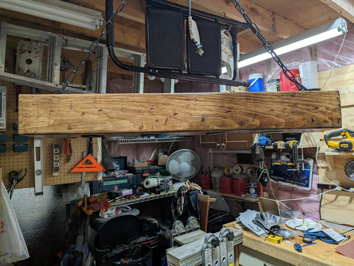 Doggmatic71's tweet photo. Almost finished with the Faux Beam Chandelier Light for the dining room. #diy #fauxbeam #fauxbeamlight #beamlight #farmhouse #farmhousedecor #woodworking #scrapwood #scrapwoodprojects https://t.co/1r81TOcarP