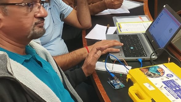 GordhanChauhan4's tweet photo. Innovation Club Pravin Level FDP-5 Training Day 3 on #AdvanceElectronics #Robotic #MachineLearning #Coding #BlockCoding #STEMeducation at  @KcgGujarat For Arts, Commerce and Science Faculties.
@PMOIndia @CMOGuj @kuberdindor @mnagarajan @InnoClubCHE @ISTEMCF @STEMbotix https://t.co/yt9k1NyxUk