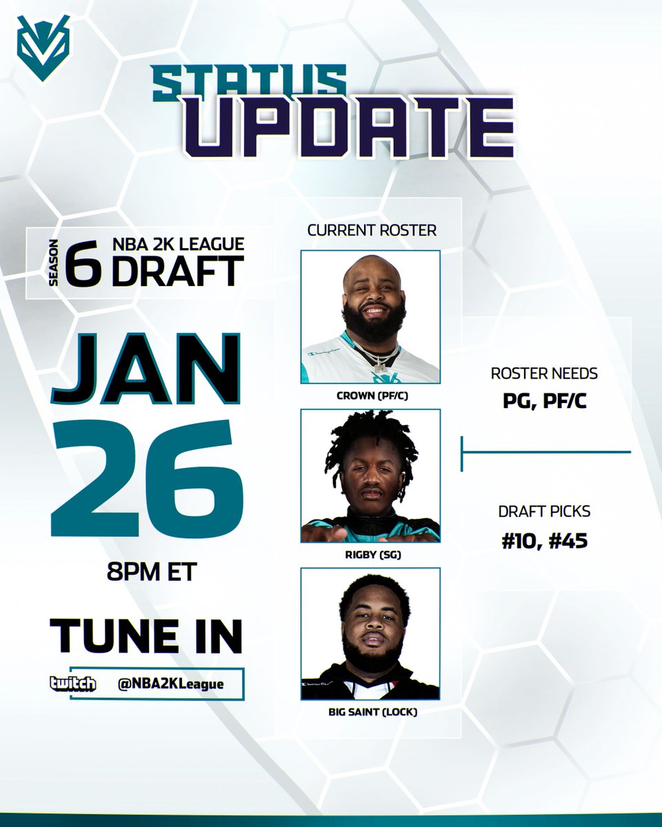 HornetsVenomGT's tweet photo. Less than a month until the @NBA2KLeague Draft π
Who's going to be joining us in Charlotte? ππ½
#ALLCHAOS https://t.co/PjKhLOMe5F