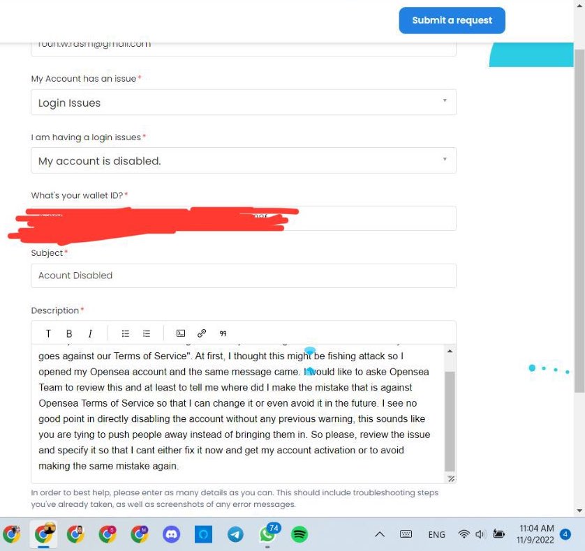 mohd_najati's tweet photo. @opensea All I wanted was to learn what terms exactly did I “violate”. https://t.co/lvN3jsImZs