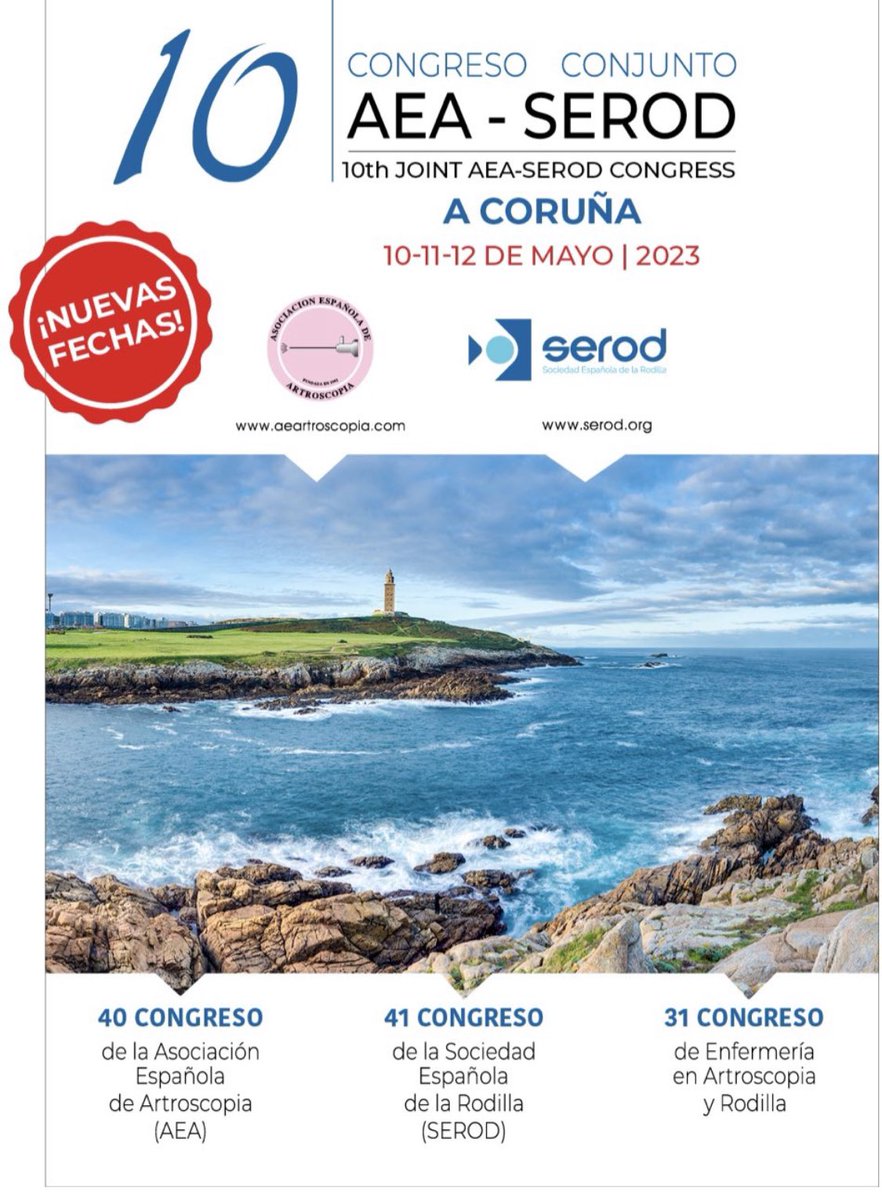 🟣CONGRESO AEA-SEROD 2023🟣

▪️RECUERDA LAS FECHAS DEL 10-11-12 MAYO

▪️A CORUÑA