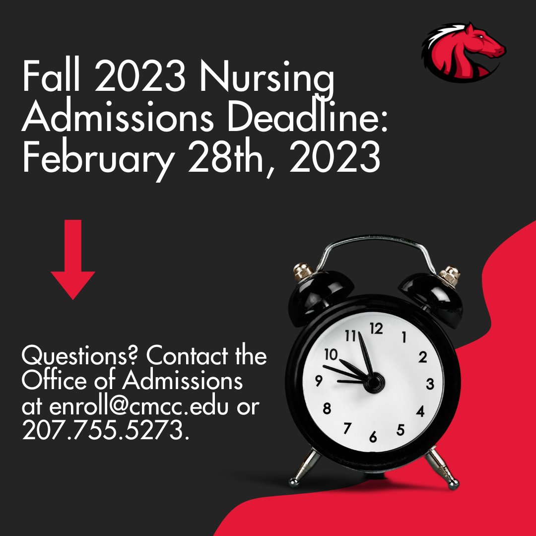 Nursing applicants... the deadline is TWO months away. Complete your admissions process ASAP! #cmccmaine #nursing #mainejobs #maine #highered #communitycollege