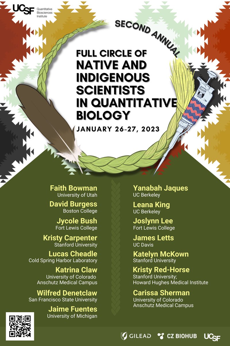 Willow Coyote-Maestas (@willowcoyote) on Twitter photo With the UC academic strikes over, we <a href="/QBI_UCSF/">QBI</a> are happy to announce we've rescheduled the hybrid Full Circle Symposium for January 26-27! We are excited to continue building community, a platform, and opportunities for Native Scientists!
Register here: qbi.ucsf.edu/full-circle-sy… With the UC academic strikes over, we <a href="/QBI_UCSF/">QBI</a> are happy to announce we've rescheduled the hybrid Full Circle Symposium for January 26-27! We are excited to continue building community, a platform, and opportunities for Native Scientists!
Register here: qbi.ucsf.edu/full-circle-sy…