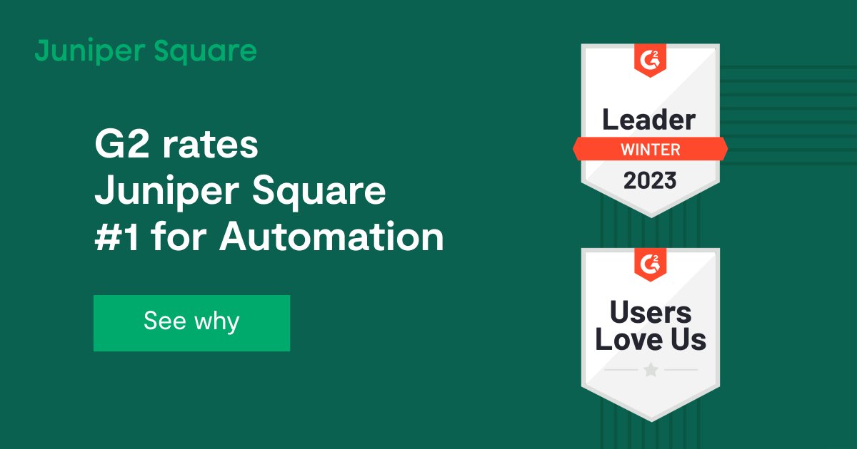 juniper_square's tweet photo. We did it again! Juniper Square is ranked #1 for automation in G2's Winter 2022 Grid® Report for Real Estate Investment Management: https://t.co/jXbW9D10OM
#JuniperSquare #software #automation #innovation https://t.co/ATpLeqh4NL