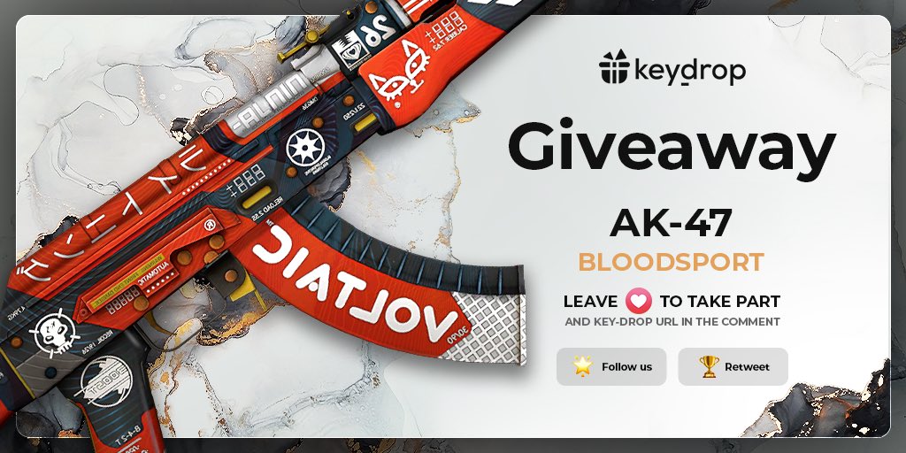 Giveaway on AK-47 | Bloodsport 🎁

👊 Just leave ❤️ under the post! 
🌟 Follow us!
🏆 Retweet!
 
⏰ Wait 24 hours!

#freeskins #csgoskinsgiveaway #csgoskinsfree #giveaway #airdrop #csgocases #csgocase #csgoesport #skins #csgoskins #keydrop #keydropcom #csgo
