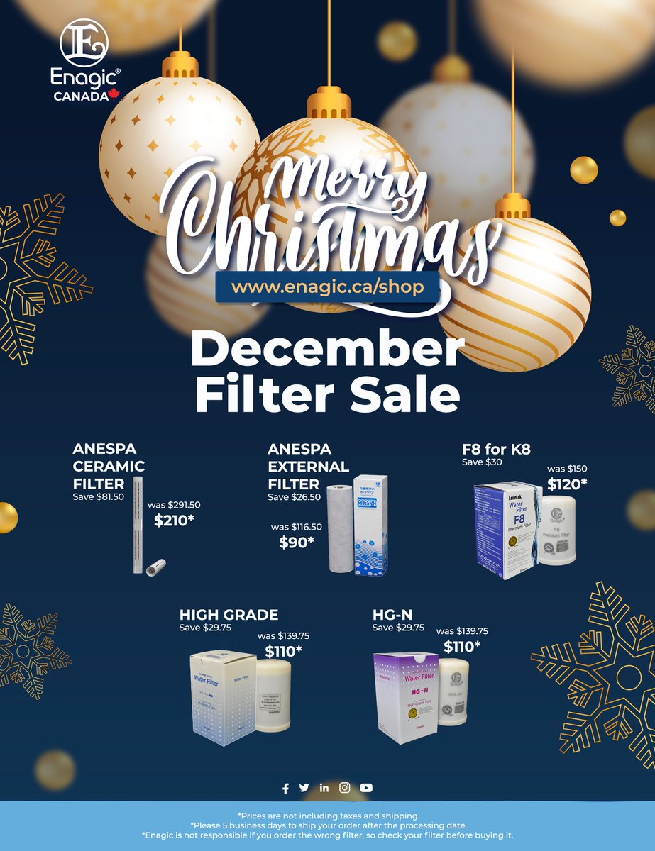 EnagicCA's tweet photo. Last days to take advantage of our Filter Sale! Shop online at https://t.co/sR6GTGsRZY.
#FilterSale #enagiccanada https://t.co/ZsnP5joTvH