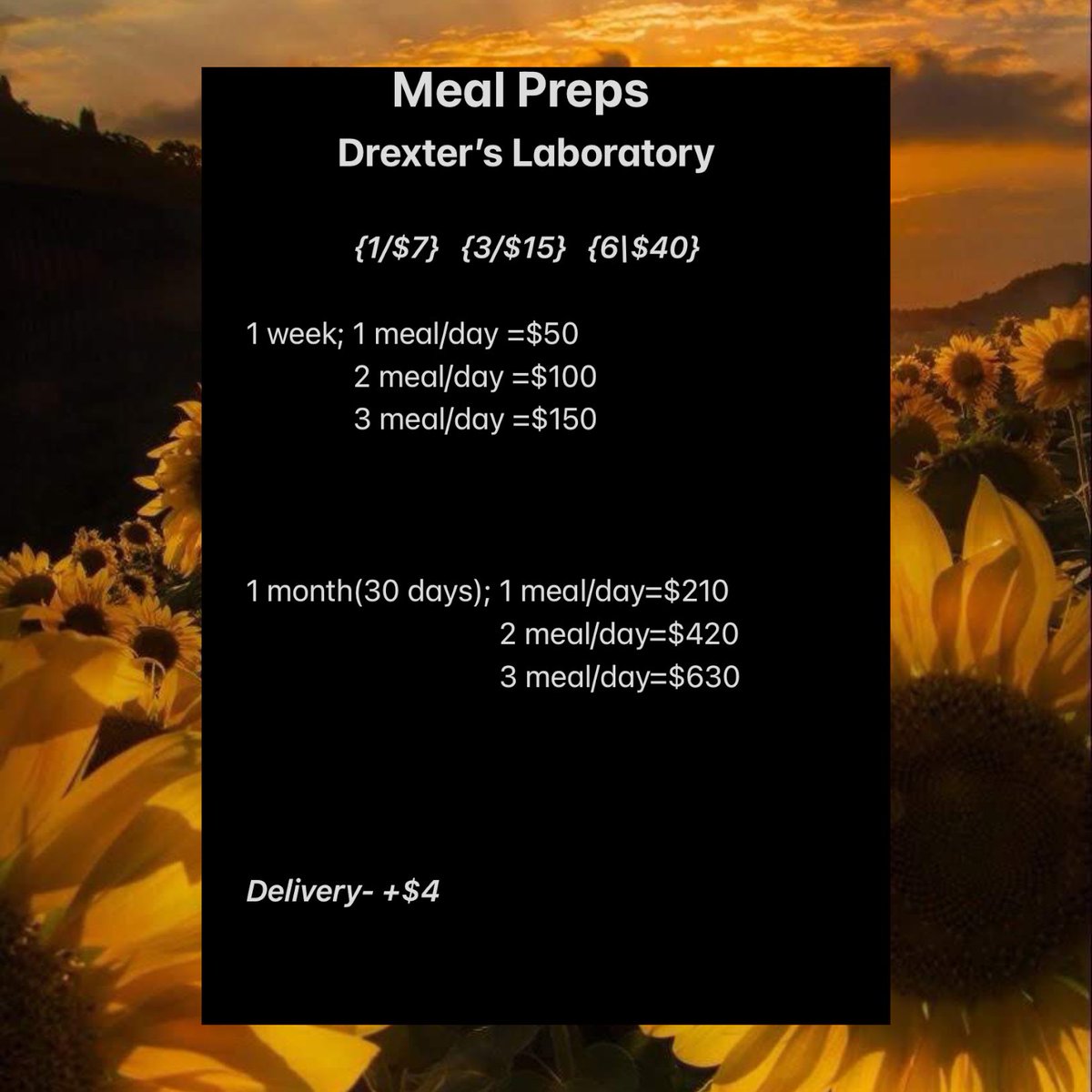 ChefBoyarDrex's tweet photo. 🍽MEAL PREPS🍽

Will be serving on Saturday, 1/7th. Taking preorders until Wednesday, 1/4th 9:30pm

Denton pickup/delivery(+$4) only https://t.co/zrhhPTUCFz