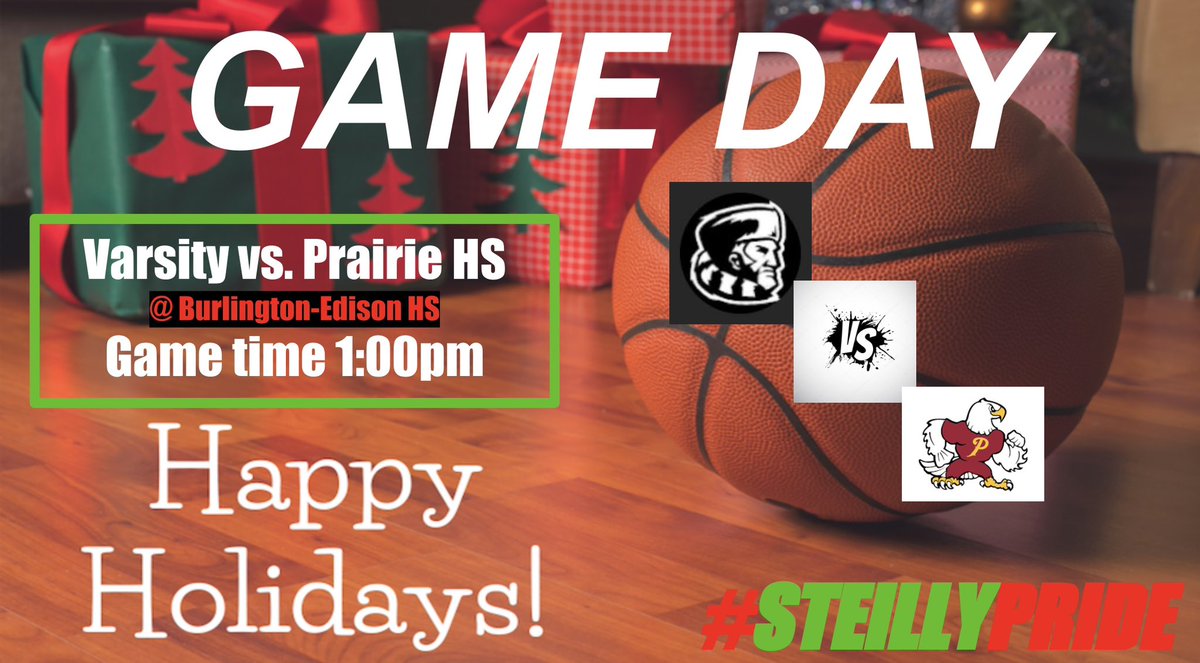SteillyHoops's tweet photo. GAME DAY! Final day of the Holiday Tournament at Burlington-Edison HS. Playing Prairie HS at 1pm. Looking to bounce back and finish the tournament off on a high note!! For those that can’t make it, tune in on NFHS! #SteillyPride https://t.co/N7VZxU2CT3
