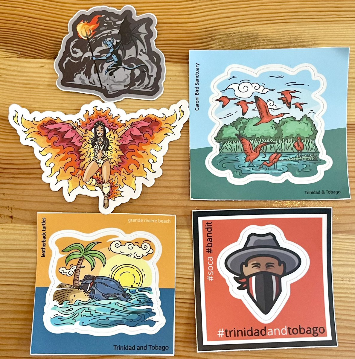 Love these stickers of our local 🇹🇹 stuffs ❤️ from Canboulay Creations. Find them on their Etsy store - etsy.com/shop/Canboulay… #TrinidadAndTobago 🇹🇹 #Stickers #WeCulture