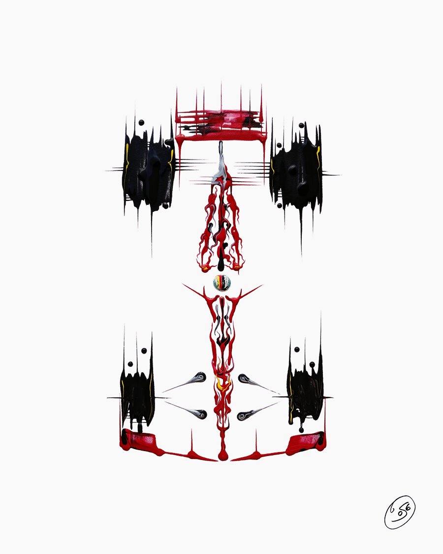 DavidTyers9's tweet photo. Looking back on Sebastian Vettel Ferrari!  #davidtyersart #contemporaryart #ferrari #sebastianvettel #f1art https://t.co/9jlvuJqwr3