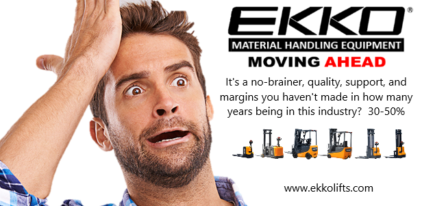 EkkoBy's tweet photo. ~~~~ATTENTION ALL FORKLIFT DEALERS!!~~~~
Sell EKKO for quality equipment, exceptional service and the higher the gross margin, the more capital the dealer retains.
#ekko #ekkolifts #ekkomhe #forklifts #electricforklifts #pallettruck #palletjacks #straddlestackers https://t.co/SOkkAIwFj5