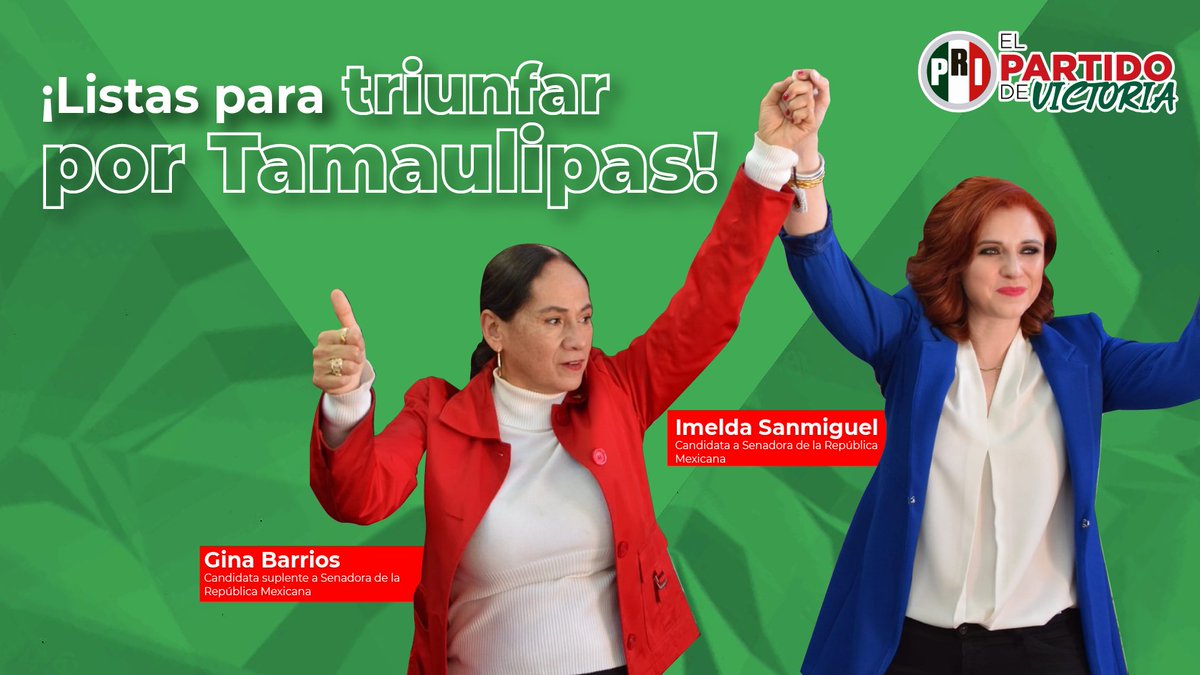 ¡Hoy comienza la lucha para seguir mejorando a #Tamaulipas! Reiteramos todo nuestro apoyo y respaldo a <a href="/GinaBarrios/">Gina Barrios</a>, nuestra candidata suplente al Senado de la República. 

"El PRI está más unido que nunca" #LaLuchaSigue #VaXMéxico <a href="/carlossolisg/">Carlos Ernesto Solís Gómez 🇲🇽</a>
