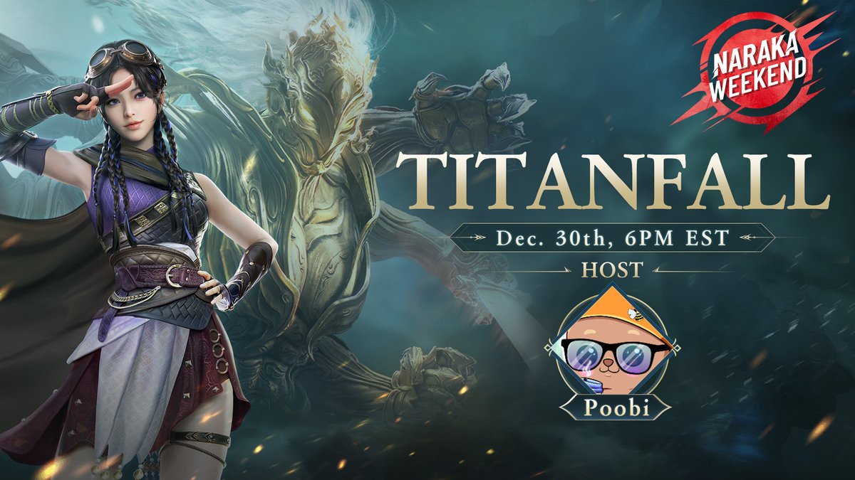 Duo up with Feria Shen and Tianhai and prepare for Titan fall. Which team of giants will be the last ones standing. Join Poobi for this NA NARAKA Weekend as Titans clash for some cash. For more information and sign-ups: bit.ly/3Gj1nEn #NARAKABLADEPOINT