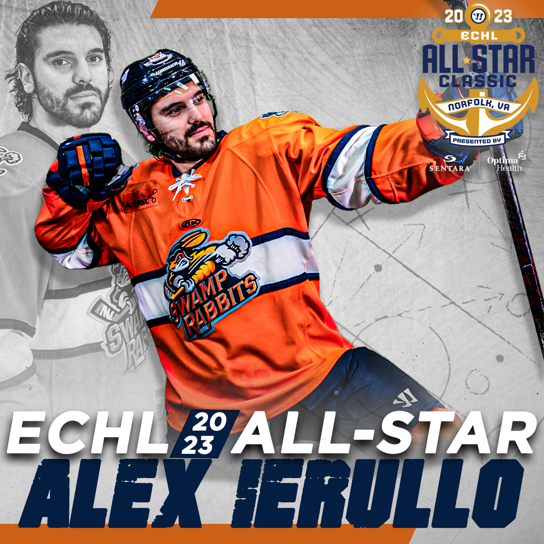 SwampRabbits's tweet image. BREAKING: Forward Alex Ierullo has been named a 2023 ECHL ALL-STAR!

MORE ➡️ bit.ly/3C8PUFT
#OurStompingGround