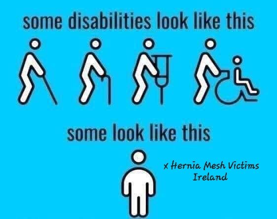 Not all disability is visible, you are not able to see the damage surgical mesh has irreversibly caused. Is this why we are ignored? Something must be done. 
@LeoVaradkar @davidcullinane @newschambers @NewstalkFM @Ginosocialist @MaryLouMcDonald @meshsurvivorire @MaryRMcL1