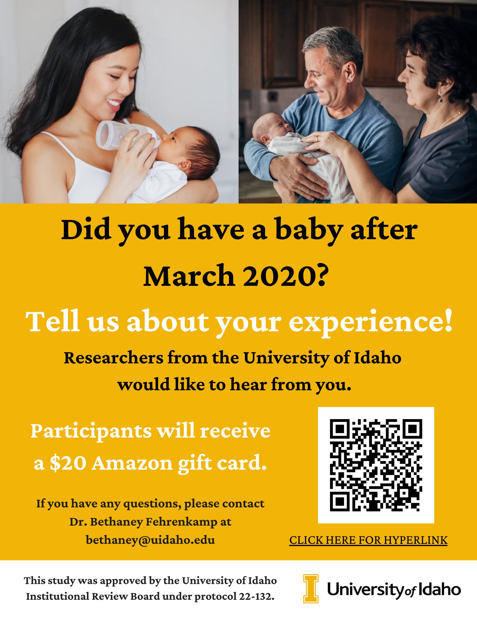 Swdhidaho On Twitter: Did You Have A Baby After March 2020? Take A Brief  Survey And Share Your Experience With Researchers From The University Of  Idaho To Receive A $20 Amazon Gift