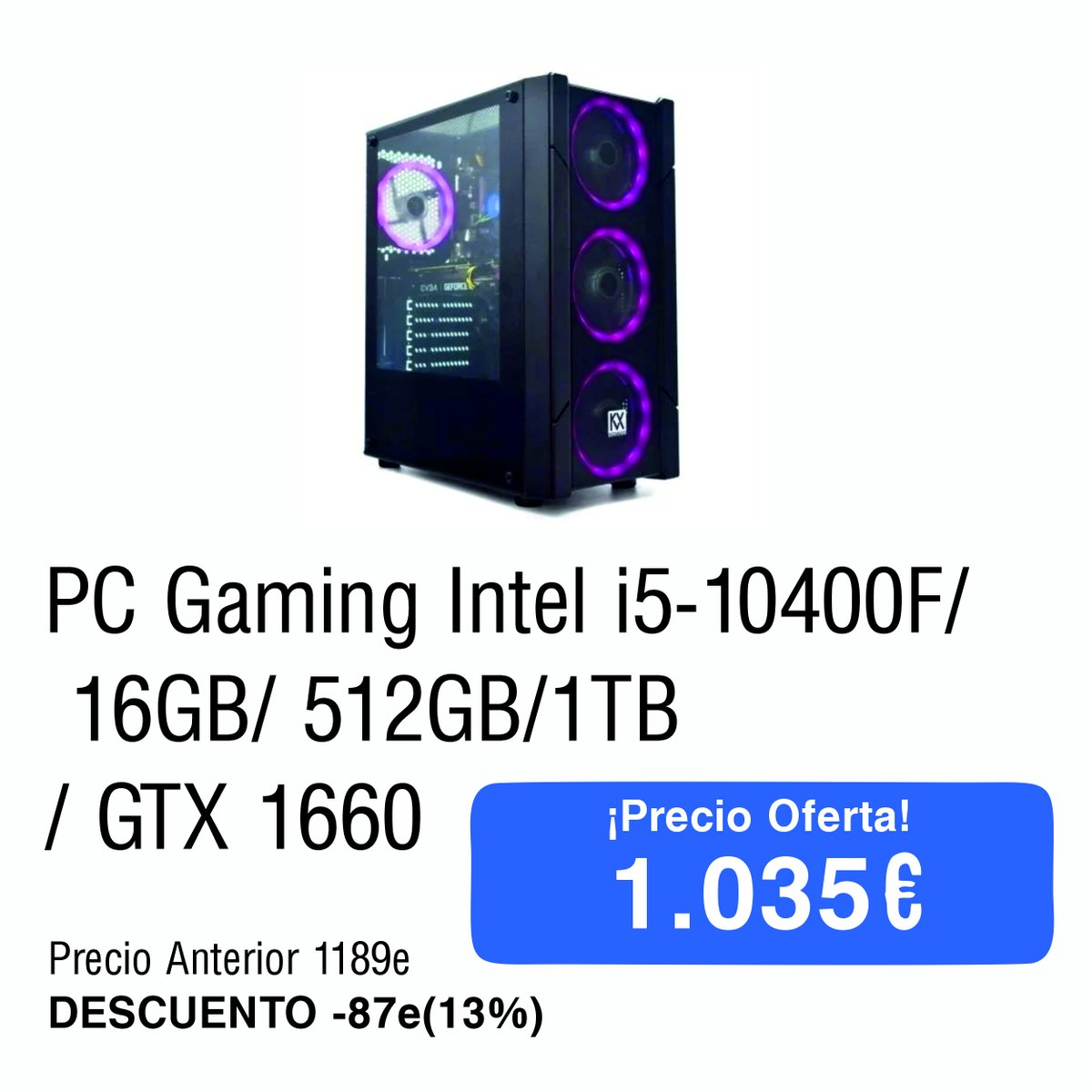 atipecomputers's tweet photo. ❌ Precio recomendado: 1.189 € 
✅ OFERTA: 1.035 € 
🔥 DESCUENTO: 13%🔻

➡ Cómpralo aquí 👉 https://t.co/0PhVcGfyZw

Ordenador GamerProcesador  con una relación calidad/precio excepcional!

 #ordenador #gamer #pc #inteli5 #santander #gaming #oferta #reyes2023 https://t.co/UdGqL8Hogk