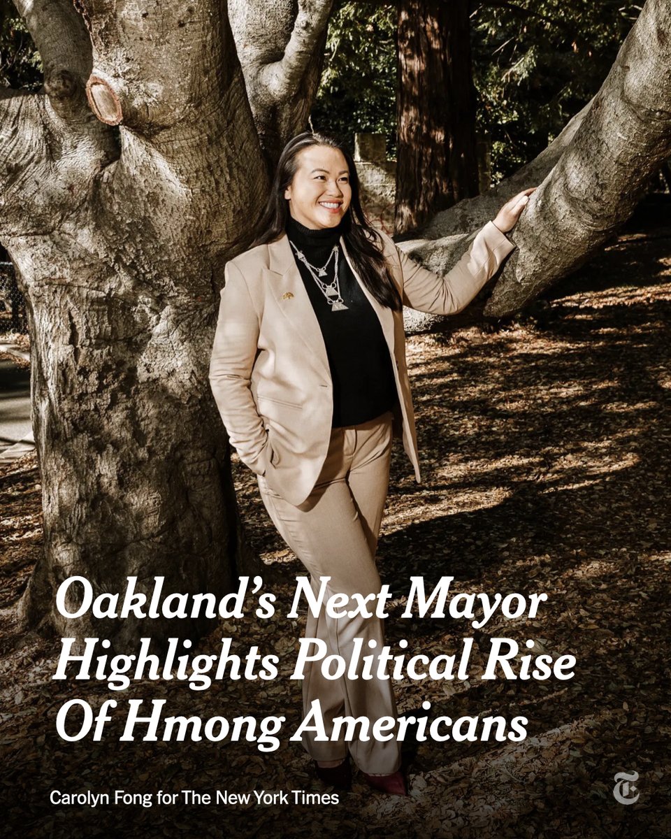 nytimes's tweet photo. When she is sworn into office in January, Sheng Thao, the daughter of refugees, will become Oakland’s first Hmong mayor and the most prominent Hmong American officeholder in the U.S. to date. https://t.co/RlyoKCGt1B https://t.co/Cg2em7ezDK