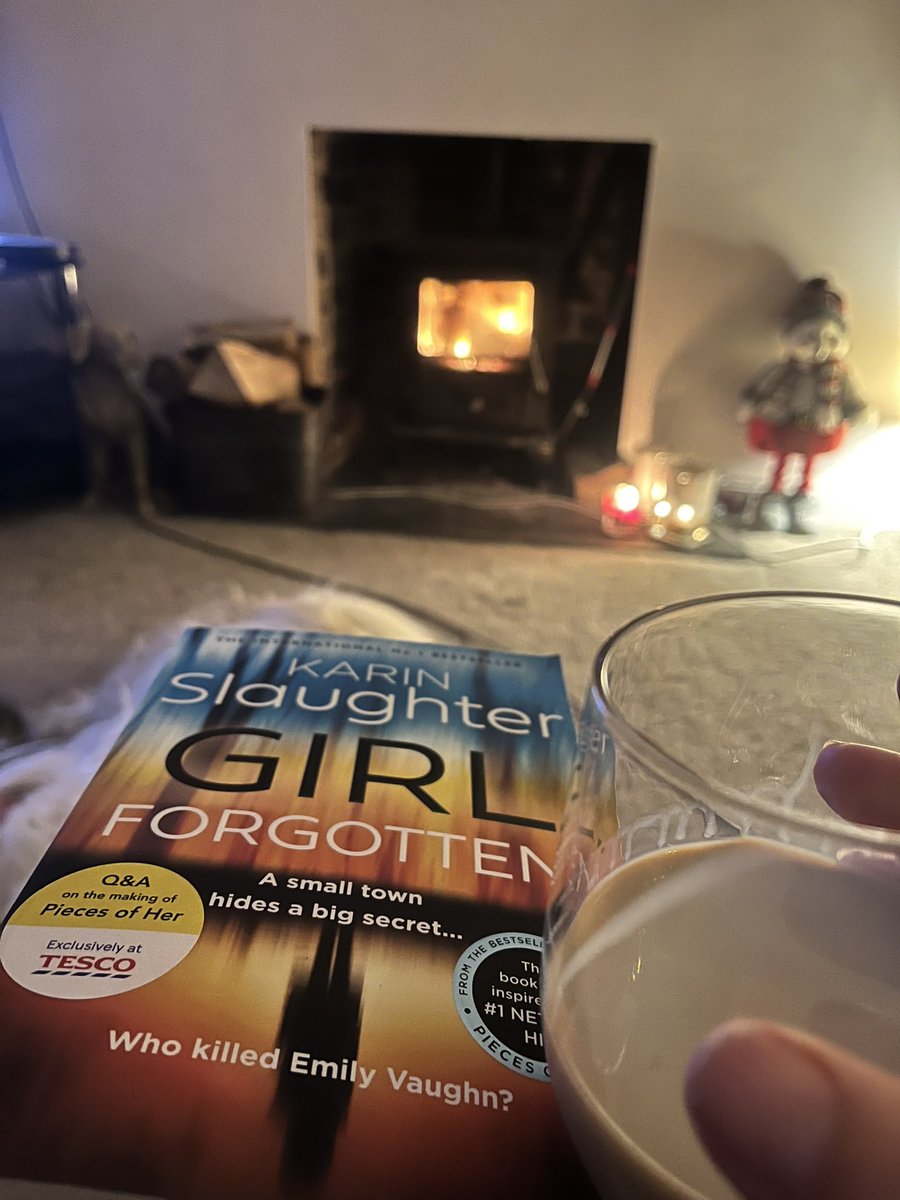 With no hot water and heating and Adam ill in bed, I am taking the opportunity to treat myself to Baileys and a book by the fire... <a href="/karinslaughter/">Karin Slaughter</a>