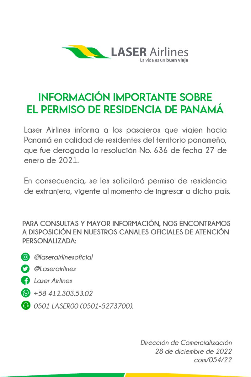 laserairlines's tweet photo. Información importante 🇵🇦 https://t.co/lP5leRJDsA
