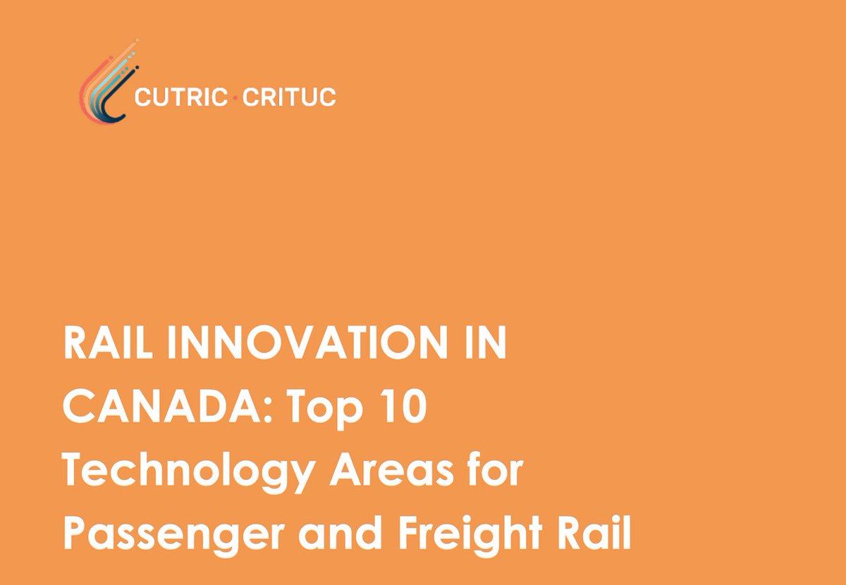 We consulted with 220+ organizations in the rail sector to identify major technology themes at play in rail innovation.

For our detailed findings, download the free report, 'Rail Innovation in Canada: Top 10 Technology Areas for Passenger &amp; Freight Rail'

cutric-crituc.org/research-resou…