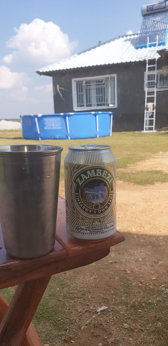shaqem's tweet photo. @Zambezi_Lager Farm life, hot weather, floaty pool, and a cold Zambezi beer https://t.co/X6DphvhZma