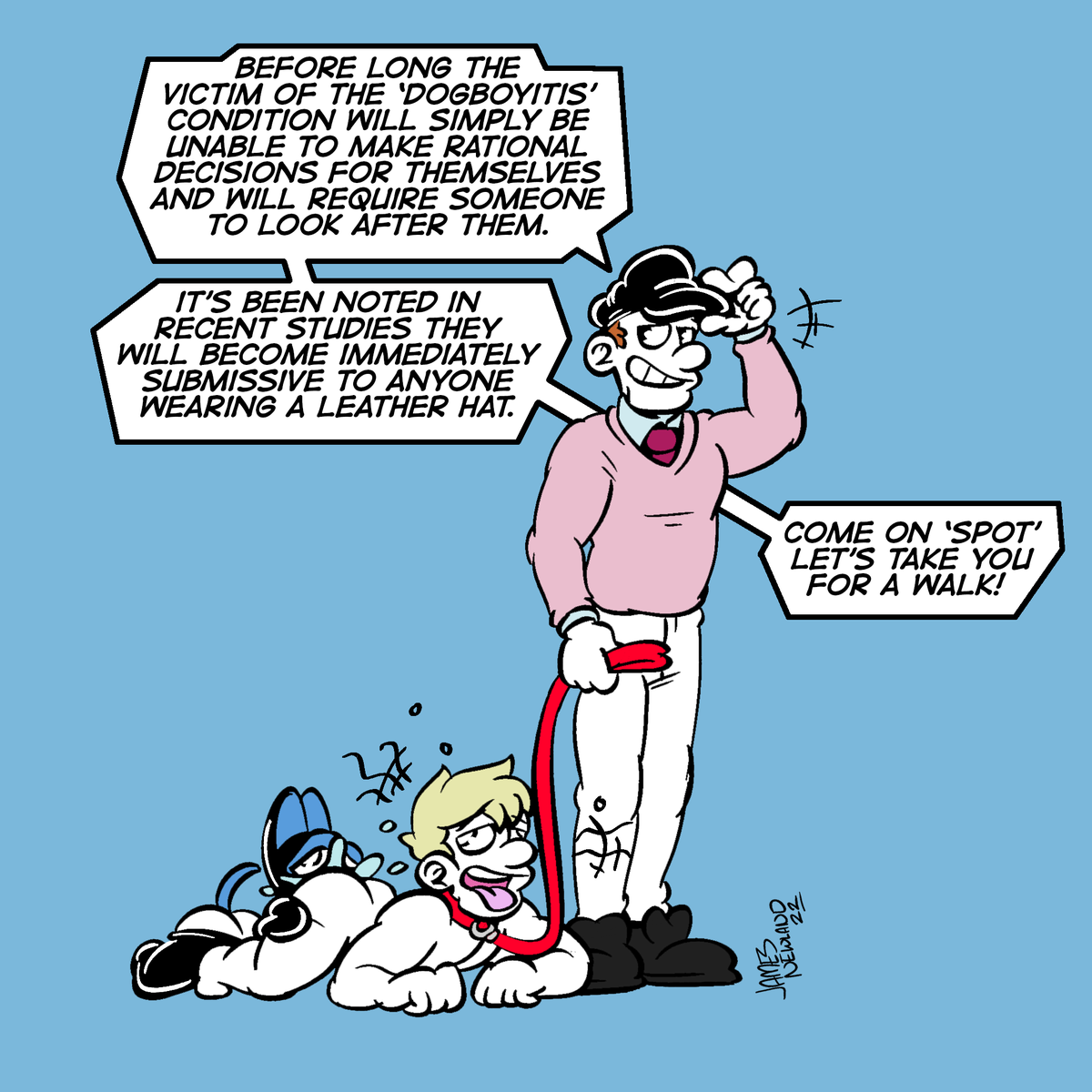 SpacePupSilver's tweet photo. Warning! Dogboyitis is extremely contagious and is contracted via eye contact with a victim of the condition. There is no cure. https://t.co/QAazCioEyE