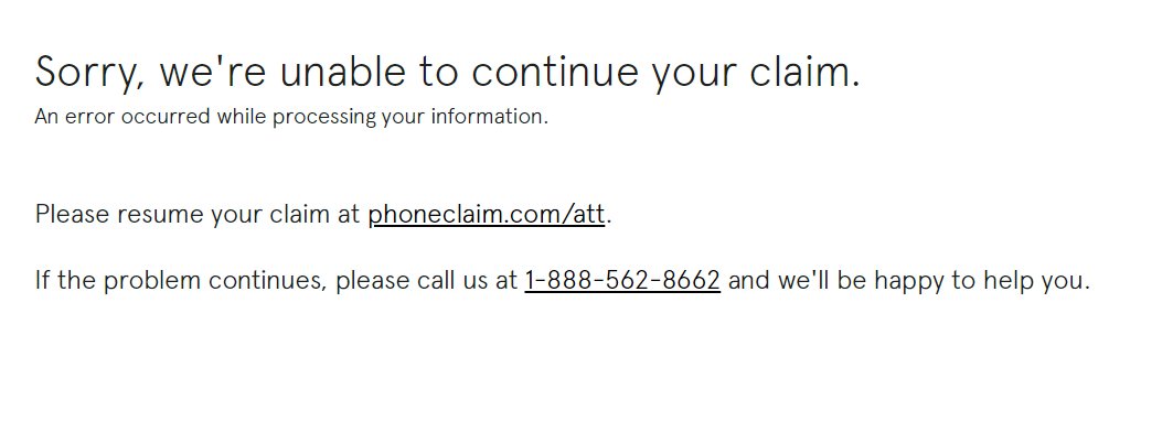 sherm_r's tweet photo. Hi @AsurionCares @Asurion fedex tried to deliver my replacement phone to the wrong address. Whenever I select "Problem with Shipment" on your site I get this error. I'm not trying to start a new claim. I just want to make sure the claim has the right shipping address. https://t.co/xlBhBKWQbZ